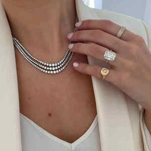 AMBER JEWELS Unisex 925 Silver Rose Gold Plated Moissanite Tennis <b>Bracelet</b> Brilliant Cut Claw Setting IGI Certified Party Wear - Product Image 2