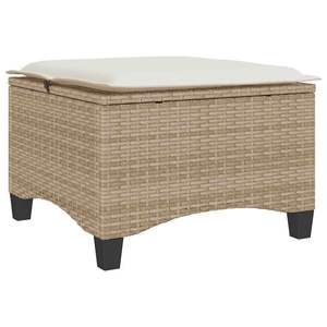 Tabouret de jardin en rotin PE beige avec structure en acier thermolaqué, ensemble standard pour la décoration extérieure - Product Image 6