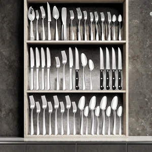 Ensemble de couverts en acier inoxydable poli miroir, design moderne et soigné, idéal pour les célébrations de mariage, encourageant une utilisation répétée - Product Image 4