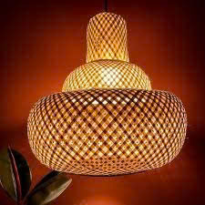 Lampes suspendues en bois pour restaurants, lampes suspendues artisanales en rotin et bambou, décoration - Product Image 2