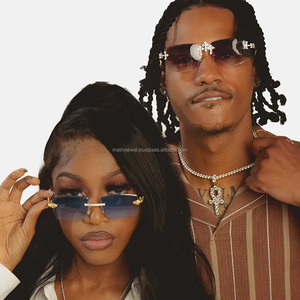 Hot Selling Luxury Design 925 Silver Hip Hop Moissanite Diamond <b>Sunglasses</b> <b>Men</b> Cross Style Iced Out <b>Sunglasses</b> - Product Image 3