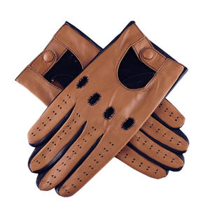 Mitaines en cuir beige à doigts complets, compatibles écran tactile, avec détection de pointe, pour usage quotidien décontracté en hiver et la conduite, paume à grain doux et poignet fendu - Product Image 3