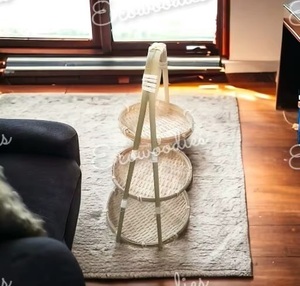 Panier de rangement pour fruits et aliments en bambou tissé à la main, écologique, moderne, pour la cuisine, le café, la salle à manger - Trois étages, multifonctionnel - Product Image 5