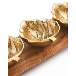 Ensemble de bols en or de luxe en forme de citrouille avec plateau en bois, élégant plateau de service 3 pièces en métal pour noix et amuse-gueules, idéal pour la décoration des fêtes d'automne - Product Image 3
