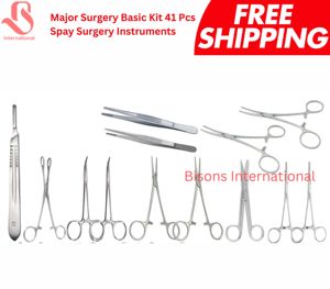 Ensemble d'instruments chirurgicaux vétérinaires manuels en acier inoxydable BISONS, 41 pièces - Product Image 3