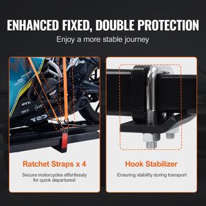 Rampe de chargement et support de remorque en acier de 600 LBS pour moto, scooter, moto tout-terrain, avec système de levier à cliquet - Product Image 5