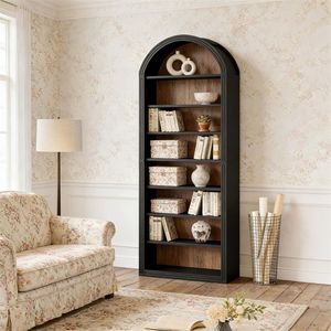 Large Arched <b>Open</b> Bookshelf Independent Wooden <b>Storage</b> Cabinet for Living Rooms Bedrooms Offices or Libraries - Product Image 4