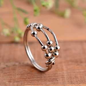 Unisex 925 Sterling <b>Silver</b> Anxiety <b>Spinner</b> <b>Ring</b> with Movable Ball Beads Minimalist Design Everyday Wear - Product Image 4