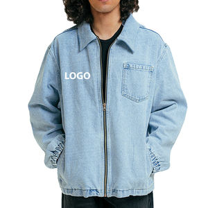 Vestes en jean streetwear pour hommes au design élégant, 100% coton, logo personnalisé, avec tissu en toile pour le sport - Product Image 1