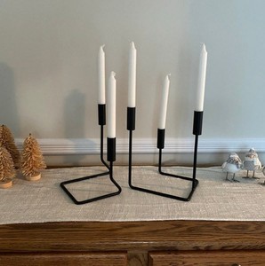 Elegant Handmade <b>Black</b>, White Iron Metal Candle Holder Set Modern Decorative Taper <b>Candlestick</b> Stand for Home Office Dining Room - Product Image 1