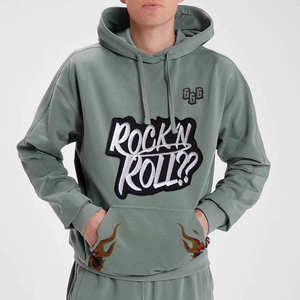 Sudadera con Capucha Gráfica de Rock and Roll para Hombre, Estilo Urbano, Forro Polar, para Invierno - Product Image 1