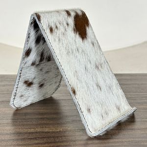 Handmade Genuine Cowhide Leather Mobile <b>Phone</b> Stand Holder <b>Desk</b> Display Stand Western Rustic Mobile Holder for Offices & Homes - Product Image 5