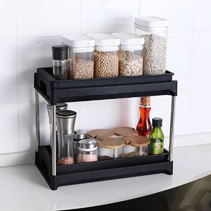 Black 2-Hook <b>Kitchen</b> <b>Storage</b> Cabinet Organizers with Pull-Out Drawers - Product Image 1