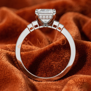 <b>Emerald</b> Cut Diamond <b>Ring</b> in Sterling <b>Silver</b> Classic <b>Emerald</b> Engagement <b>Ring</b> in Sterling <b>Silver</b> - Product Image 2