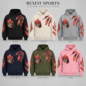 Custom <b>Mens</b> <b>Black</b> Pullover Hoodie Floral Applique Heavyweight <b>Fleece</b> Streetwear Sweatshirt Oversized Casual Winter Fashion 100% - Product Image 4