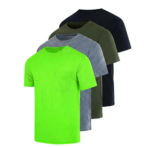 Men's Regular Fit 100% Cotton O-Neck <b>T</b>-<b>Shirt</b> Solid Color Casual Short Sleeve Breathable Jersey Knitted <b>Pocket</b> Design - Product Image 6