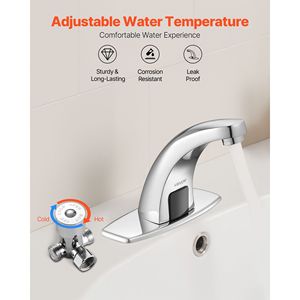 Rubinetto Automatico per Lavabo con Sensore di Movimento, Senza Contatto, Acqua Calda/Fredda, a Batteria, con Rubinetti e Copertura - Product Image 4