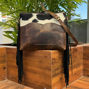 2025, venta al por mayor, bolsos cruzados con flecos de cuero de vaca a la moda de alta calidad para mujer, bolsos con flecos, bolso de hombro de cuero genuino - Product Image 3