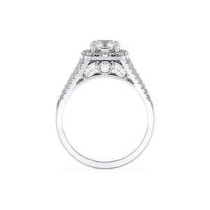 Anillo Halo con Moissanita de Corte Cojín de 1.71 Quilates, Diseño Nuevo REYES, en Plata de Ley 925 con Baño de Rodio en Oro Blanco de 14K, Joyería Fina - Product Image 4