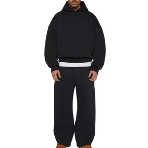 Conjunto Deportivo Holgado de 500 Gsm, Sudadera con Capucha y Pantalones de Chándal de Lana de Alta Calidad, Cómodos y Elegantes para Hombre - Product Image 2