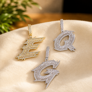 925 Sterling Silver VVS1 Moissanite Letter <b>Pendant</b> Hip Hop Style Micro Insert Baguette Cut Diamond Name Jewelry - Product Image 1