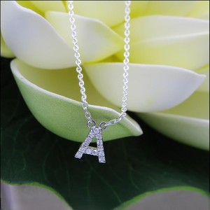 925 Sterling <b>Silver</b> <b>Initial</b> Letter Pendant <b>Necklace</b> Moissanite Brilliant Round Cut Diamond for Women Anniversary Jewelry Gift - Product Image 4