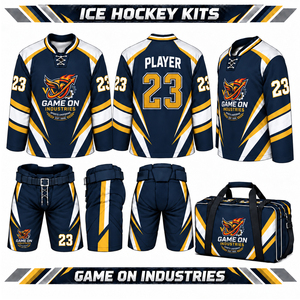 Factory Direct Supplier Trendy Personalized Sublimation Ice Hockey Gear Package Breathable Jersey Pants And Travel Kit <b>Bags</b> - Product Image 1
