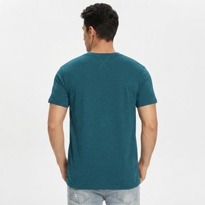T-shirt à manches courtes pour homme, couleur turquoise, 100% coton, coupe classique, col rond, décontracté, couleur unie, jersey tricoté, respirant, t-shirt de tous les jours - Product Image 2