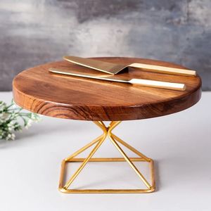 Support à gâteau rond en bois minimaliste et écologique, fait main, pour mariage, anniversaire, maison, hôtel - Product Image 1