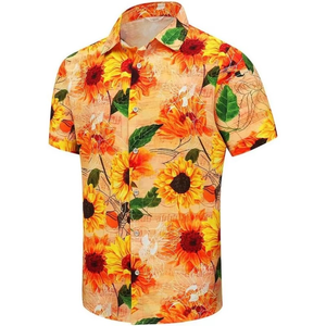 Chemises Hawaïennes Unisexe Décontractées à Motifs Floraux pour Hommes, Chemises Aloha Décontractées à Boutons, Chemises Hawaïennes Personnalisées à Motifs Tournesol pour Hommes - Product Image 3