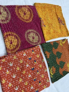 All Season Wholesale Custom Pure Cotton Vintage Handmade Rectangle Kantha Table <b>Runners</b> Multi-color Reusable for Dinner - Product Image 1