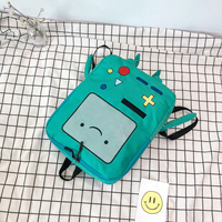 Tas Ransel Robot Kartun BMO Grosir, Tas Sekolah Anime Bahan Nylon untuk Remaja, Tas Buku Cosplay dengan Panel Jala Resin, Tersedia OEM