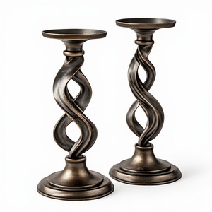 <b>Black</b> <b>Metal</b> <b>Candle</b> <b>Holder</b> with Industrial Inspired Design for Modern Dining Tables Living Rooms and Contemporary Home Decor - Product Image 3