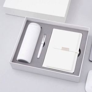 Custom Diary Luxury White Pu Leather Notebook <b>Box</b> Business Thermos Cup Journal Gift Set With Pen and Water Bottle - Product Image 1
