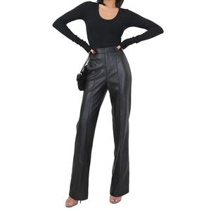 Pantalones Largos de Cuero Genuino para Mujer, Modelo 2026, de Pierna Ancha, Color Marrón, con Muestra Gratis - Product Image 4