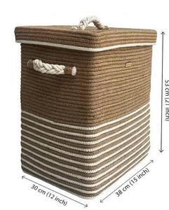 ตะกร้าผ้าพับได้ ตะกร้าเก็บของผ้าลินิน ตะกร้าใส่ของเล่น ตะกร้าใส่ผ้าสกปรกสำหรับหอพัก/ครอบครัว ลายทาง จากซัพพลายเออร์บังกลาเทศ - Product Image 6