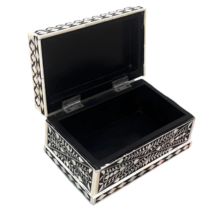 White and <b>Grey</b> Bone Inlay Jewellery <b>Box</b> Handcrafted Wooden <b>Storage</b> Case for Elegant Vanity Organization at lowest prices - Product Image 3