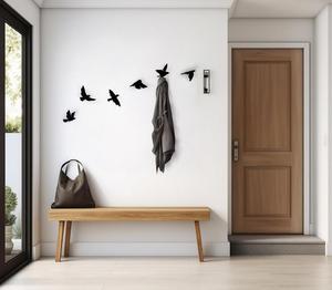 Décoration murale minimaliste en métal en forme d'oiseau, décoration murale rectangulaire noire, décoration de la maison, style moderne fait à la main, petite taille 18-24 pouces - Product Image 5