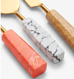 <b>Cheese</b> <b>Knife</b> <b>Set</b> Of 3 Stainless Steel Blades With Wooden And Marble Handles Durable Kitchen Tools For <b>Cheese</b> Serving And Hotel - Product Image 3