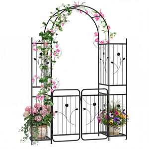 Arco Nuziale Alto 87 Pollici con Fioriere e Scaffali per Piante Rampicanti per Decorazioni da Giardino - Product Image 5