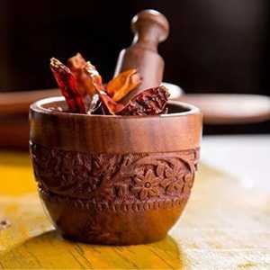 Skies Trader Natural Teak Wood Mortar and Pestle Set Round Wooden Spice Herb <b>Grinder</b> Manual Garlic Crusher Kitchen Tool - Product Image 6