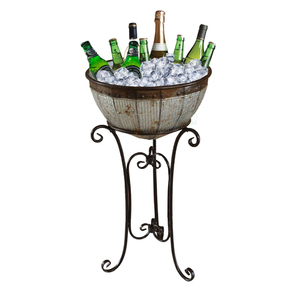 Bac à boissons créatif en métal galvanisé avec poignées, seau à glace robuste et étanche pour les fêtes, refroidisseur de bière et de vin en promotion - Product Image 3