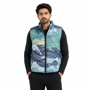 Chaleco Acolchado Estampado para Hombre, Fabricante Mayorista, Chaquetas sin Mangas para Hombre, Chaleco Acolchado Personalizado, Ropa Exterior Aislante - Product Image 1