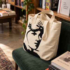 Printed Cotton <b>Canvas</b> <b>Tote</b> <b>Bag</b> with Rope Handles for Shopping | Reusable Natural Blank Shopping <b>Bag</b> with Printed Artwork Design - Product Image 2