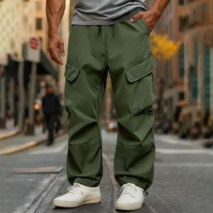 OEM Baggy Cargo Pants For Men Windproof Stretch Elastic Waist Drawstring Parachute Pants Waterproof Hiking Joggers Multi Pockets - Product Image 2