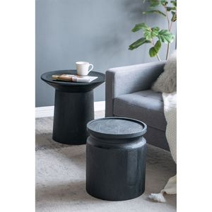 Table d'appoint cylindrique en bois noir D14x16, table de chevet élégante - Product Image 5