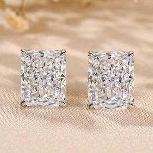 Pendientes de lujo con moissanita de corte radiante VVS1 de 3 quilates cada uno, chapados en rodio con plata de ley 925, regalo para amiga, fiesta de cumpleaños - Product Image 5