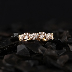 Anillo de Diamantes de Oro de 10k para Mujer, Diseño Moderno, Corte Brillante Redondo, Anillo de Boda Clásico, Piedras Naturales de la Mejor Calidad - Product Image 1