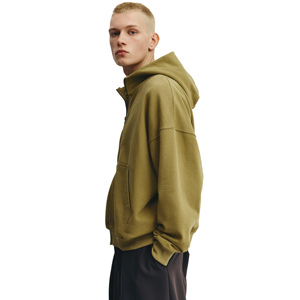 Sudadera con capucha para hombre, corte holgado, con cremallera, 100% algodón polar, color liso, ecológica, antipilling, transpirable, con bolsillos, para invierno - Product Image 4