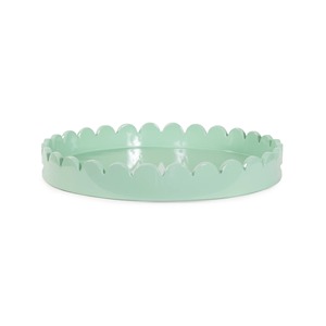Bandeja de servir redonda de madera verde de diseño elegante con acabado sofisticado para tocador, hogar, cocina, hotel y uso decorativo, procedente de la India. - Product Image 2